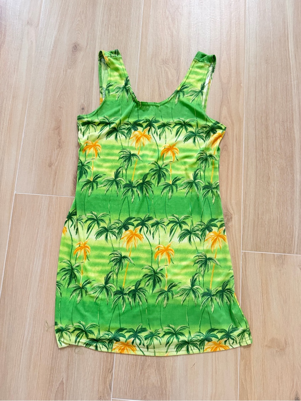 Vintage Green Palm-Print Tank dress